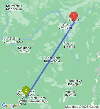 Маршрут из Усинска в Сосногорск
