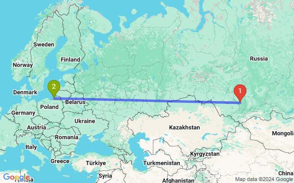 Маршрут из Новокузнецка в Калининград