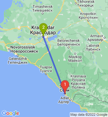 Маршрут из Сочи в Краснодар