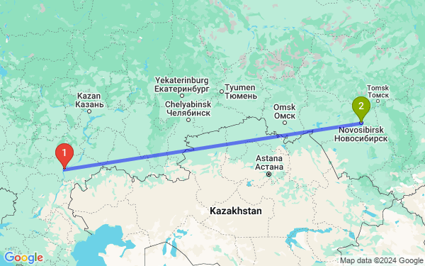 Маршрут из Саратова в Новосибирск