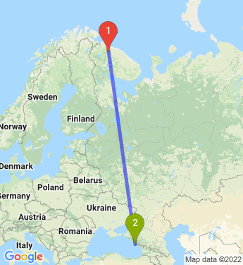 Маршрут из Мурманска в Сочи