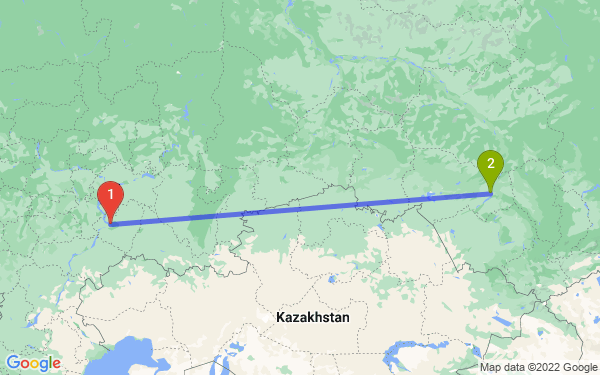 Маршрут из Жигулевска в Новосибирск