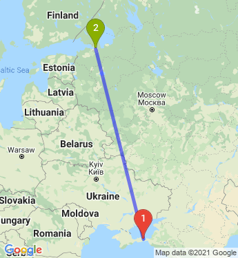 Маршрут из Керчи в Санкт-Петербург
