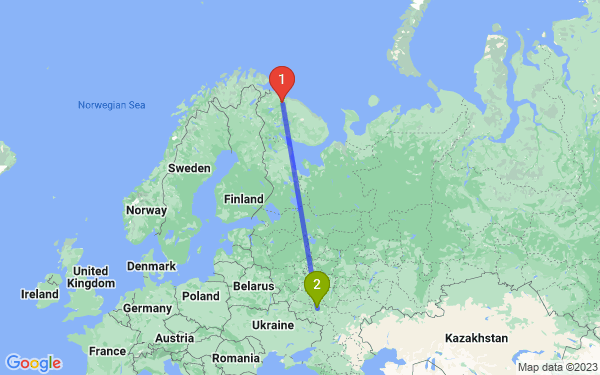 Маршрут из Мурманска в Воронеж