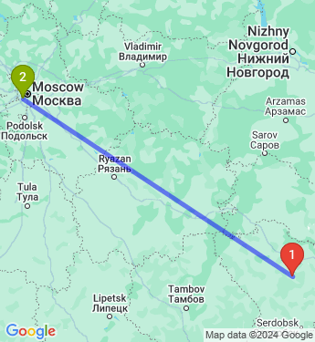 Маршрут из Каменки в Москву