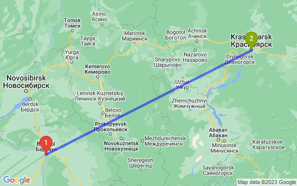 Маршрут из Барнаула в Красноярск