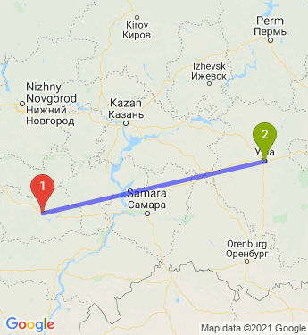 Маршрут из Пензы в Уфу