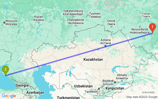 Маршрут из Новокузнецка в Геленджик