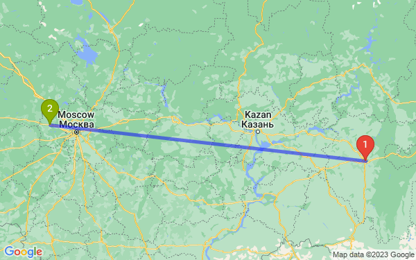 Маршрут из Уфы в Волоколамск