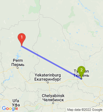 Маршрут из Соликамска в Тюмень