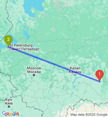 Маршрут из Уфы в Санкт-Петербург