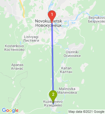 Маршрут из Новокузнецка в Кузедеево