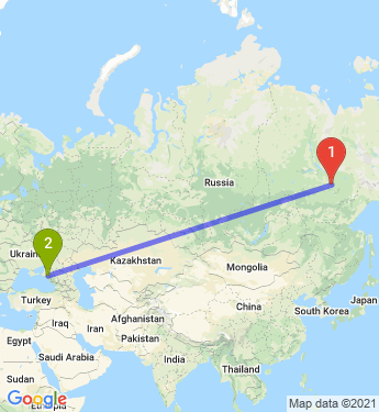 Маршрут из Якутска в Краснодар