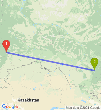 Маршрут из Екатеринбурга в Новокузнецк