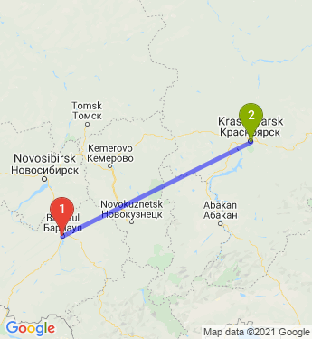 Маршрут из Барнаула в Красноярск
