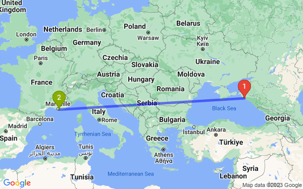 Маршрут из Новороссийска в Обань