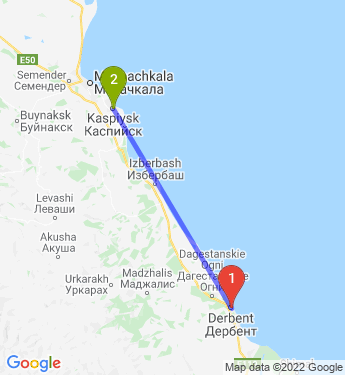 Маршрут из Дербента в Каспийска