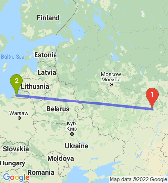 Маршрут из Пензы в Калининград