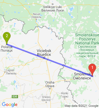 Маршрут из Смоленска в Полоцк