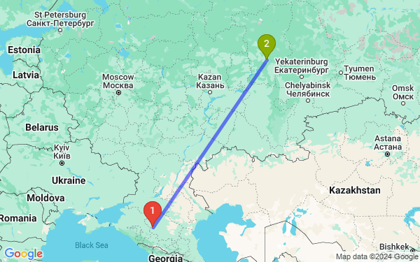Маршрут из Ставрополя в Пермь