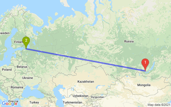 Маршрут из Ангарска в Мурино