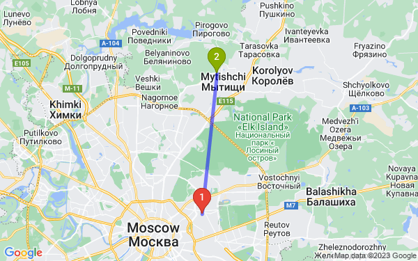 Маршрут из Москвы в Мытищи
