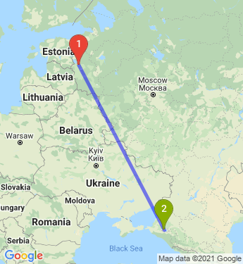 Маршрут из Пскова в Краснодар