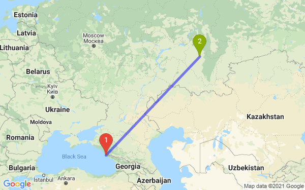 Маршрут из Сочи в Уфу