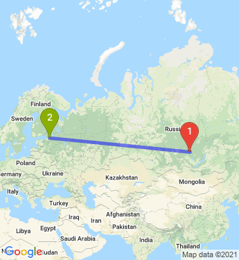 Маршрут из Братска в Мурино
