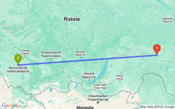 Маршрут из Нерюнгри в Новосибирск