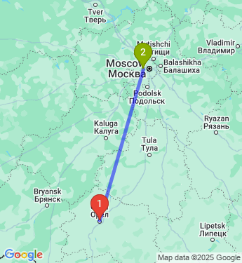 Маршрут из Орла в Москву