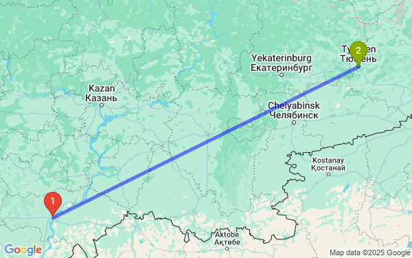 Маршрут из Саратова в Тюмень