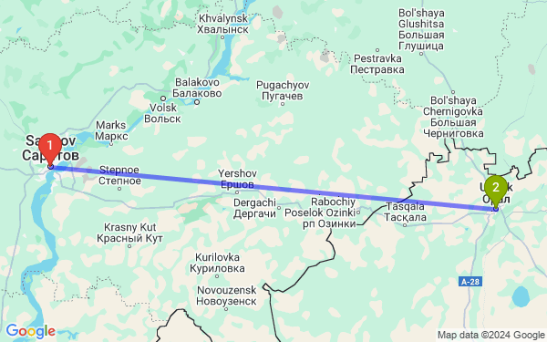 Маршрут из Саратова в Уральска