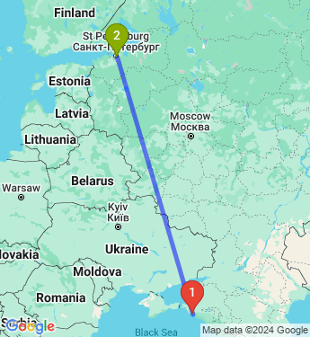 Маршрут из Новороссийска в Санкт-Петербург