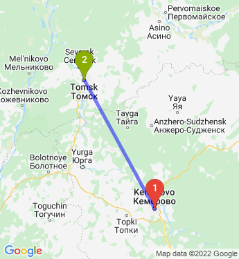 Маршрут из Кемерова в Томск