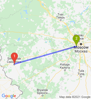 Маршрут из Смоленска в Внииссок