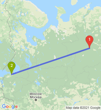 Маршрут из Ухты в Санкт-Петербург