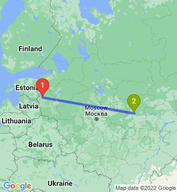 Маршрут из Пскова в Нижний Новгород