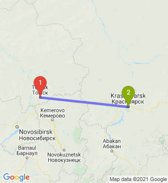 Маршрут из Томска в Красноярск