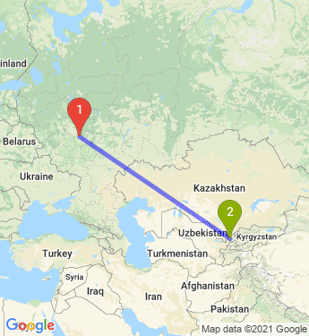 Маршрут из Рязани в Тошкент