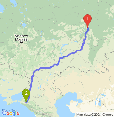 Маршрут из Перми в Краснодар