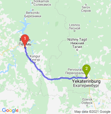 Маршрут из Перми в Екатеринбург