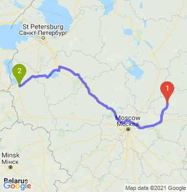 Маршрут из Иванова в Пскова