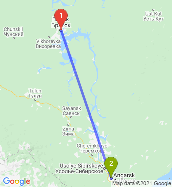 Маршрут из Братска в Ангарска