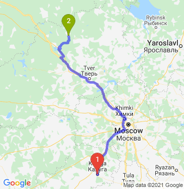 Маршрут из Калуги в Удомлю