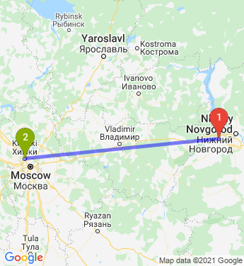 Маршрут из Дзержинска в Химки