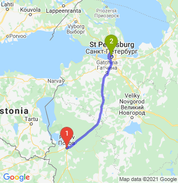 Маршрут из Пскова в Санкт-Петербург