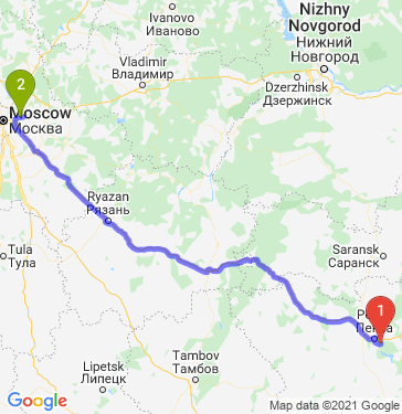 Маршрут из Пензы в Балашиху