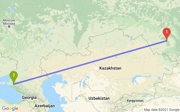Маршрут из Барнаула в Краснодар