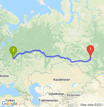 Маршрут из Томска в Сухарево